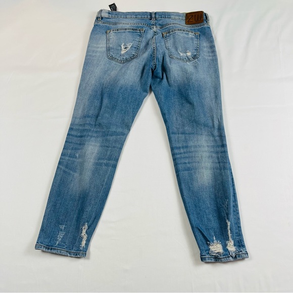 Zara Woman Premium Denim Collection Distressed Ripped Blue Jeans Women’s USA- 8 - Picture 13 of 16